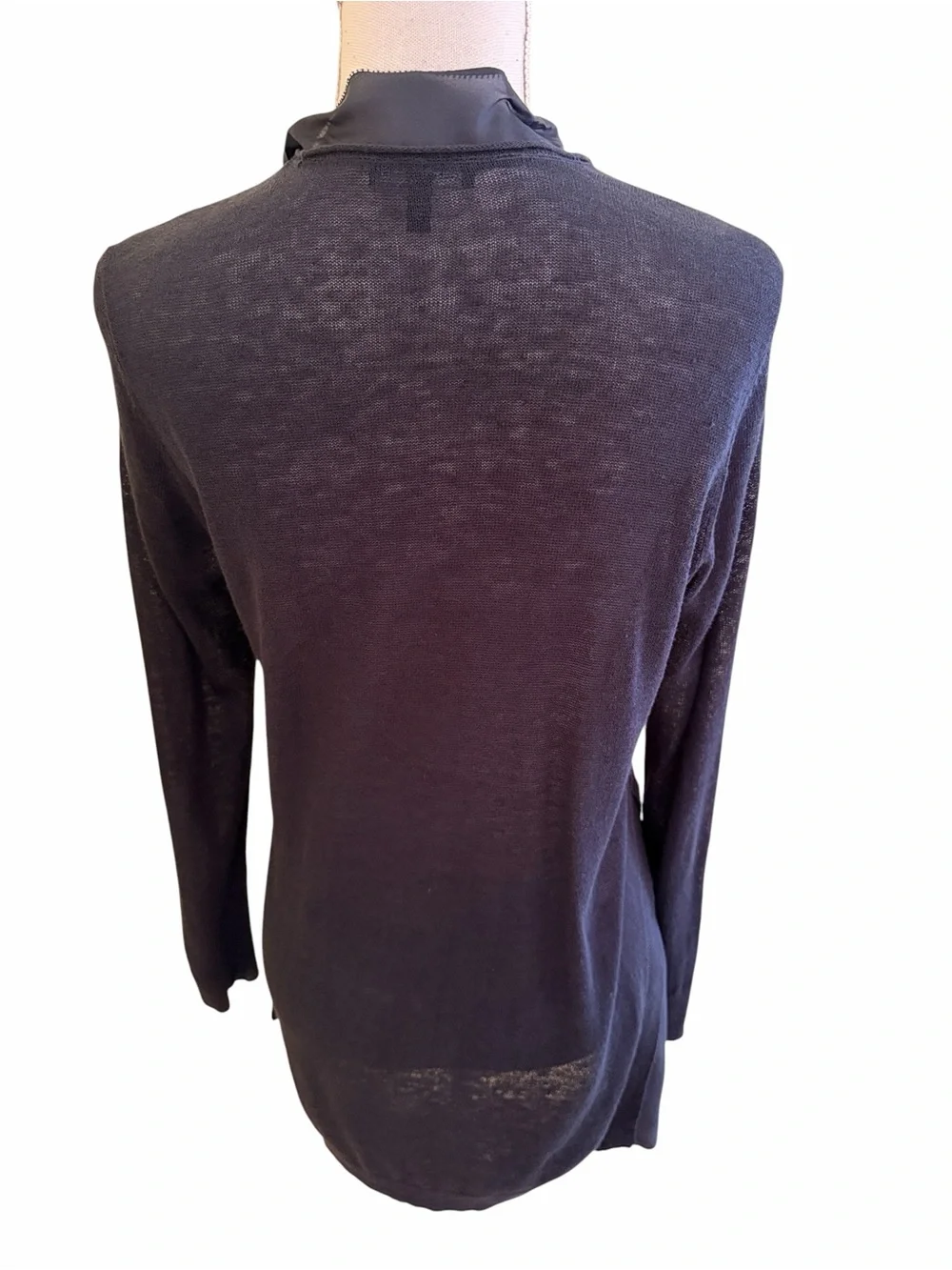 Eileen Fisher Black Lightweight Black Linen/Silk Open-Front Cardigan Sweater M